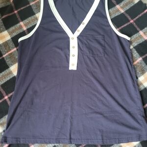 SHEIN Navy Blue and White Tank Top